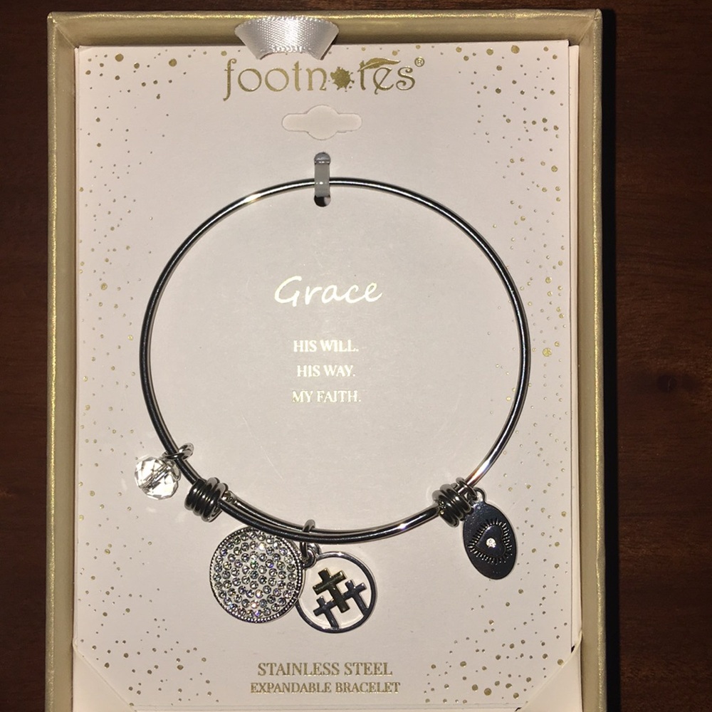 Footnotes Crystal Faith Stainless Steel Bracelet